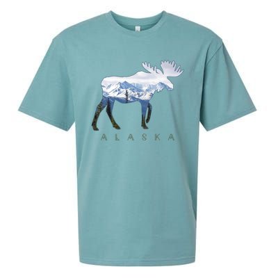 Alaska Day Moose Snowy Mountain Alaskan Tourist Sueded Cloud Jersey T-Shirt