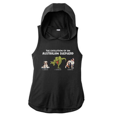 Aussie Dog Mom The Evolution Of An Australian Shepherd Ladies PosiCharge Tri-Blend Wicking Draft Hoodie Tank