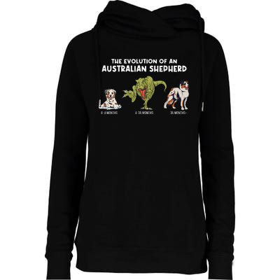 Aussie Dog Mom The Evolution Of An Australian Shepherd Womens Funnel Neck Pullover Hood