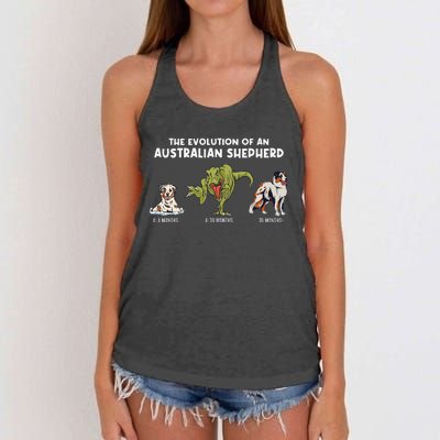 Aussie Dog Mom The Evolution Of An Australian Shepherd Women's Knotted Racerback Tank