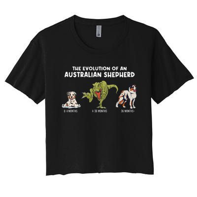 Aussie Dog Mom The Evolution Of An Australian Shepherd Women's Crop Top Tee