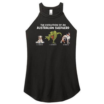 Aussie Dog Mom The Evolution Of An Australian Shepherd Women's Perfect Tri Rocker Tank