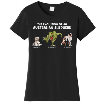 Aussie Dog Mom The Evolution Of An Australian Shepherd Women's T-Shirt