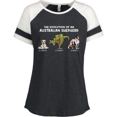 Aussie Dog Mom The Evolution Of An Australian Shepherd Enza Ladies Jersey Colorblock Tee