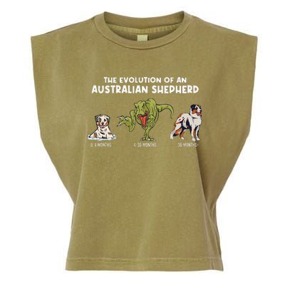 Aussie Dog Mom The Evolution Of An Australian Shepherd Garment-Dyed Women's Muscle Tee