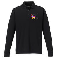 ¡Ay Dios Mio! Piñata Problems Worried Burro Pinata has Candy Accident Classic Performance Long Sleeve Polo