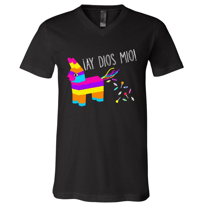 ¡Ay Dios Mio! Piñata Problems Worried Burro Pinata has Candy Accident Classic V-Neck T-Shirt