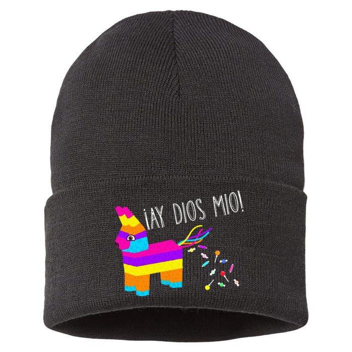 ¡Ay Dios Mio! Piñata Problems Worried Burro Pinata has Candy Accident Classic Sustainable Knit Beanie