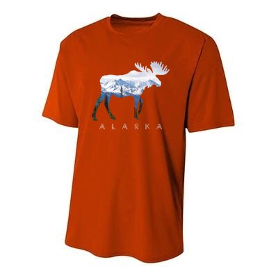 Alaska Day Moose Snowy Mountain Alaskan Tourist Or Resident Gift Youth Performance Sprint T-Shirt