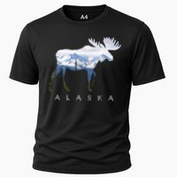 Alaska Day Moose Snowy Mountain Alaskan Tourist Or Resident Gift Cooling Performance Crew T-Shirt