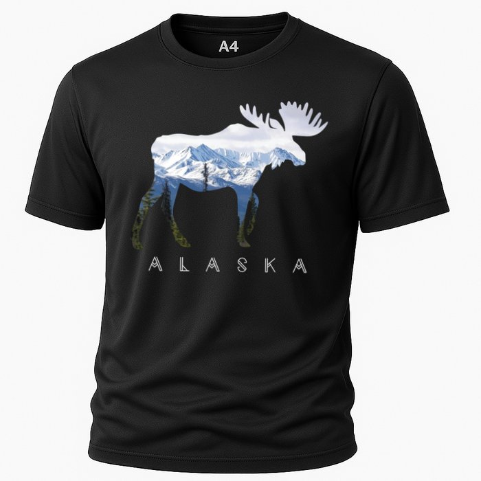 Alaska Day Moose Snowy Mountain Alaskan Tourist Or Resident Gift Cooling Performance Crew T-Shirt