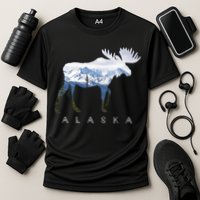 Alaska Day Moose Snowy Mountain Alaskan Tourist Or Resident Gift Cooling Performance Crew T-Shirt