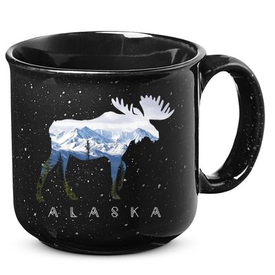 Alaska Day Moose Snowy Mountain Alaskan Tourist Or Resident Gift 15oz Campfire Ceramic Mug