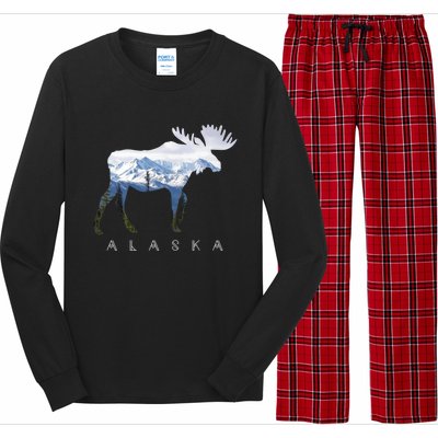 Alaska Day Moose Snowy Mountain Alaskan Tourist Or Resident Gift Long Sleeve Pajama Set