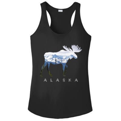 Alaska Day Moose Snowy Mountain Alaskan Tourist Or Resident Gift Ladies PosiCharge Competitor Racerback Tank