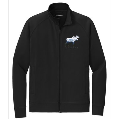 Alaska Day Moose Snowy Mountain Alaskan Tourist Or Resident Gift Stretch Full-Zip Cadet Jacket