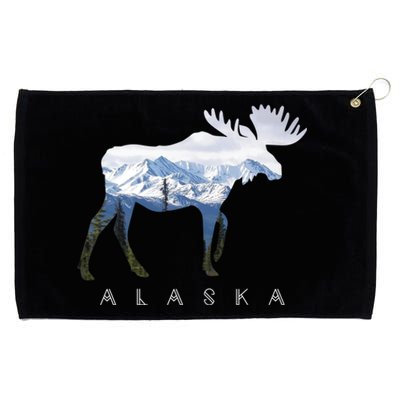 Alaska Day Moose Snowy Mountain Alaskan Tourist Or Resident Gift Grommeted Golf Towel