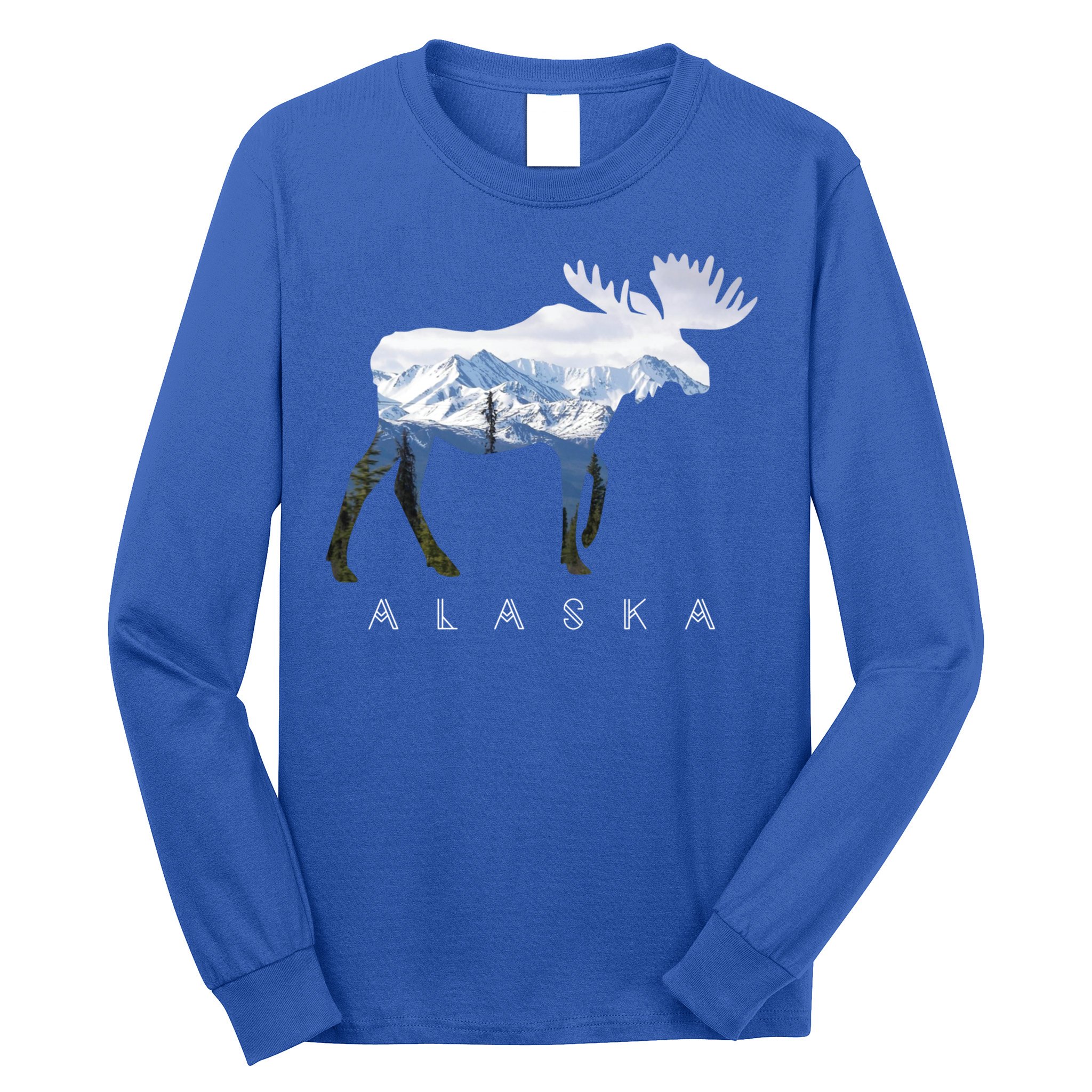 Alaska Day Moose Snowy Mountain Alaskan Tourist Or Resident Gift Long Sleeve Shirt