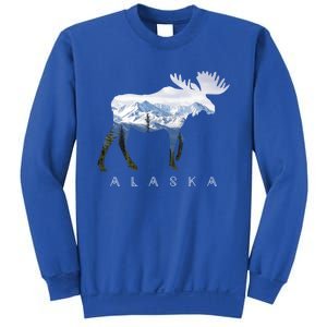 Alaska Day Moose Snowy Mountain Alaskan Tourist Or Resident Gift Sweatshirt