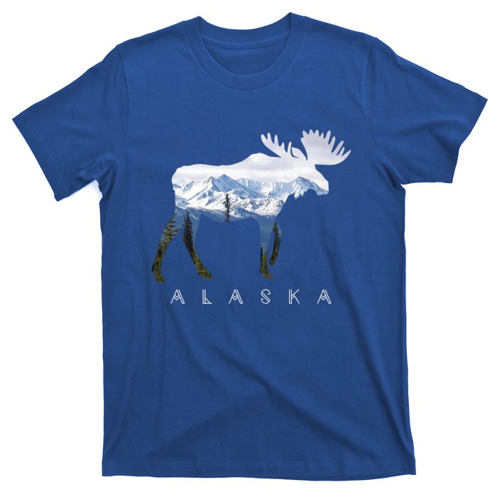 Alaska Day Moose Snowy Mountain Alaskan Tourist Or Resident Gift T-Shirt