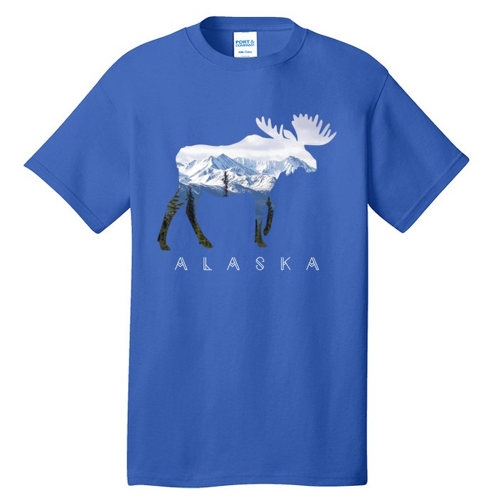 Alaska Day Moose Snowy Mountain Alaskan Tourist Or Resident Gift Tall T-Shirt