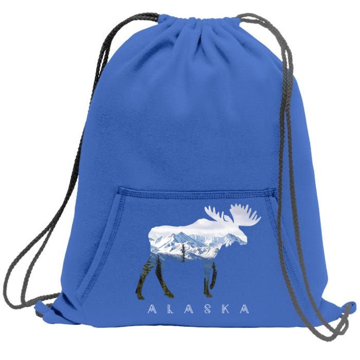 Alaska Day Moose Snowy Mountain Alaskan Tourist Or Resident Gift Sweatshirt Cinch Pack Bag