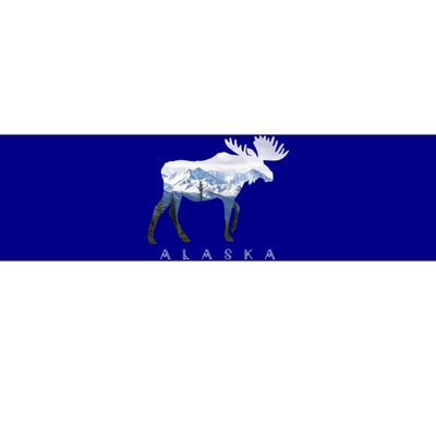 Alaska Day Moose Snowy Mountain Alaskan Tourist Or Resident Gift Bumper Sticker