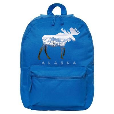 Alaska Day Moose Snowy Mountain Alaskan Tourist Or Resident Gift 16 in Basic Backpack