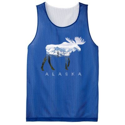 Alaska Day Moose Snowy Mountain Alaskan Tourist Or Resident Gift Mesh Reversible Basketball Jersey Tank