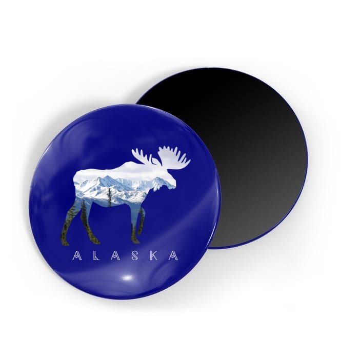 Alaska Day Moose Snowy Mountain Alaskan Tourist Or Resident Gift Magnet