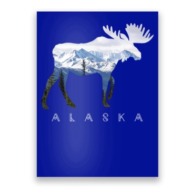 Alaska Day Moose Snowy Mountain Alaskan Tourist Or Resident Gift Poster