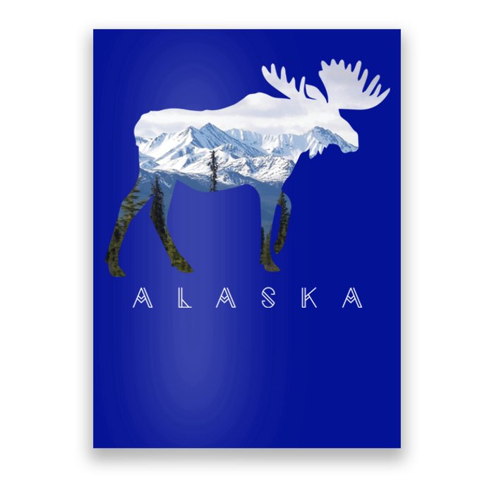 Alaska Day Moose Snowy Mountain Alaskan Tourist Or Resident Gift Poster