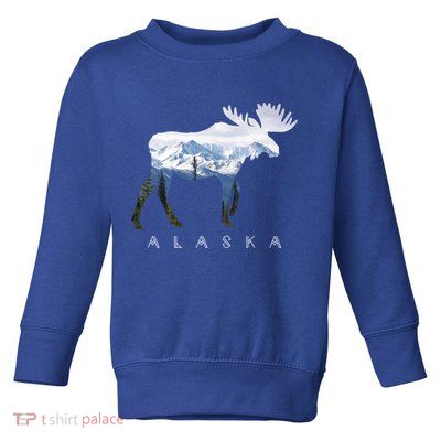 Alaska Day Moose Snowy Mountain Alaskan Tourist Or Resident Gift Toddler Sweatshirt