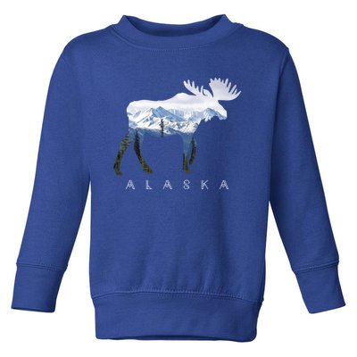 Alaska Day Moose Snowy Mountain Alaskan Tourist Or Resident Gift Toddler Sweatshirt