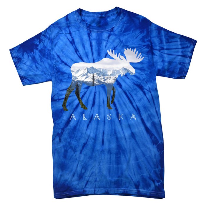 Alaska Day Moose Snowy Mountain Alaskan Tourist Or Resident Gift Tie-Dye T-Shirt