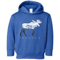 Alaska Day Moose Snowy Mountain Alaskan Tourist Or Resident Gift Toddler Hoodie