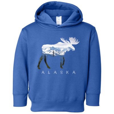 Alaska Day Moose Snowy Mountain Alaskan Tourist Or Resident Gift Toddler Hoodie