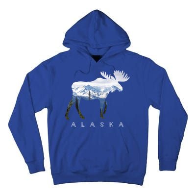 Alaska Day Moose Snowy Mountain Alaskan Tourist Or Resident Gift Tall Hoodie