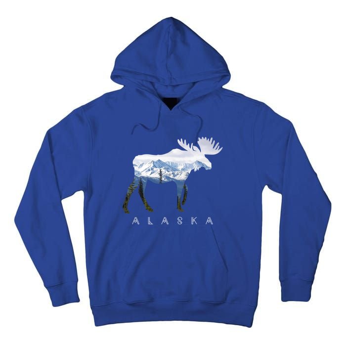 Alaska Day Moose Snowy Mountain Alaskan Tourist Or Resident Gift Tall Hoodie