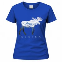 Alaska Day Moose Snowy Mountain Alaskan Tourist Or Resident Gift Women's T-Shirt