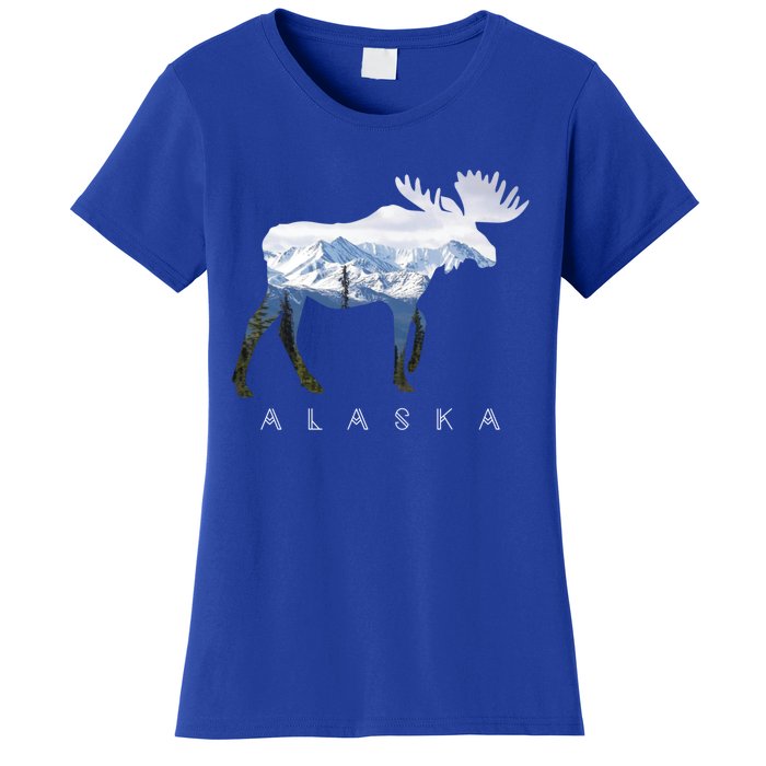 Alaska Day Moose Snowy Mountain Alaskan Tourist Or Resident Gift Women's T-Shirt