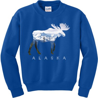 Alaska Day Moose Snowy Mountain Alaskan Tourist Or Resident Gift Kids Sweatshirt