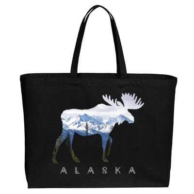 Alaska Day Moose Snowy Mountain Alaskan Tourist Or Resident Gift Cotton Canvas Jumbo Tote