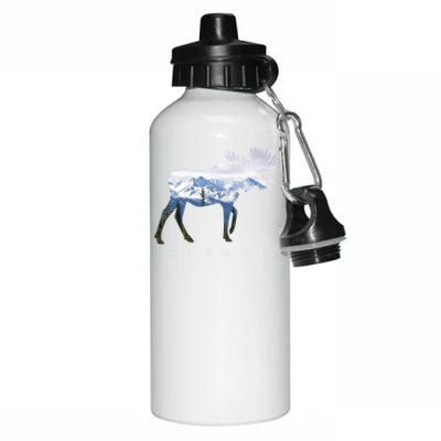 Alaska Day Moose Snowy Mountain Alaskan Tourist Or Resident Gift Aluminum Water Bottle