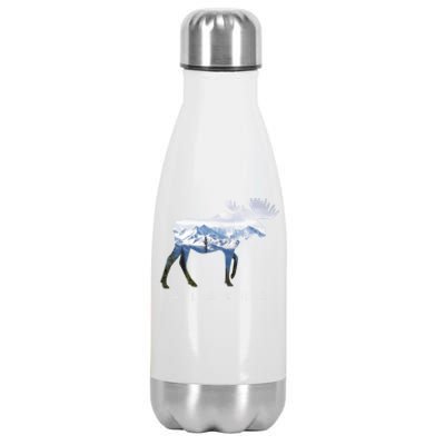 Alaska Day Moose Snowy Mountain Alaskan Tourist Or Resident Gift Stainless Steel Insulated Water Bottle