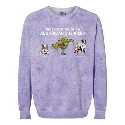 Aussie Dog Mom The Evolution Of An Australian Shepherd Colorblast Crewneck Sweatshirt