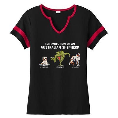 Aussie Dog Mom The Evolution Of An Australian Shepherd Ladies Halftime Notch Neck Tee