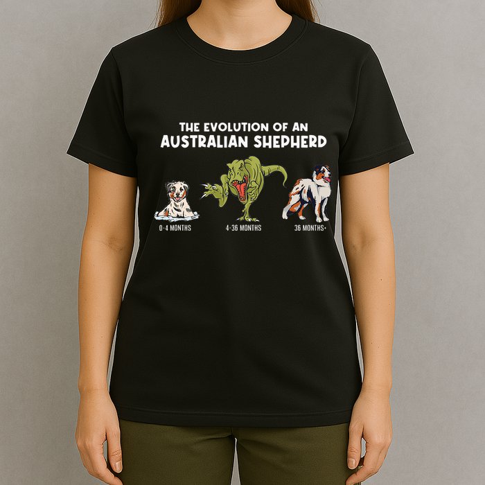 Aussie Dog Mom The Evolution Of An Australian Shepherd T-Shirt