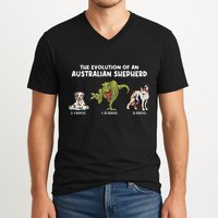 Aussie Dog Mom The Evolution Of An Australian Shepherd V-Neck T-Shirt