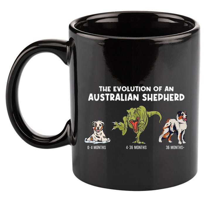 Aussie Dog Mom The Evolution Of An Australian Shepherd 11oz C Handle Ceramic Mug